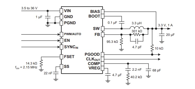 应用电路图 - Allegro MicroSystems ARG81800 40V同步降压稳压器